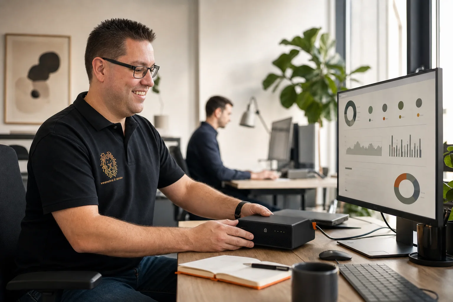 Mike Veenstra bewaakt beveiligingsmeldingen en back-upstatus
